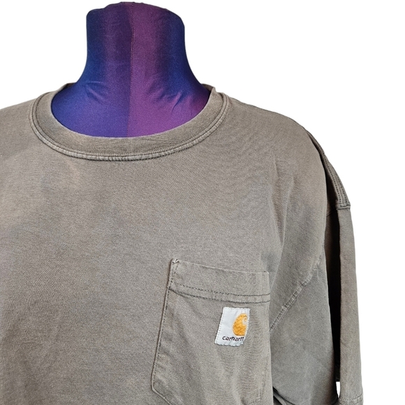 Carhartt‎ Distressed Regular Fit Heavyweight Logo Pocket Tee Size XL Men's F102 - Picture 3 of 11